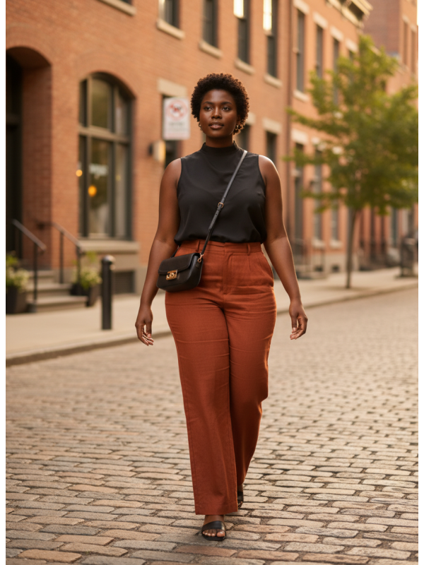 Black Funnel Neck Blouse Size XL