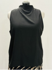 Black Funnel Neck Blouse Size XL