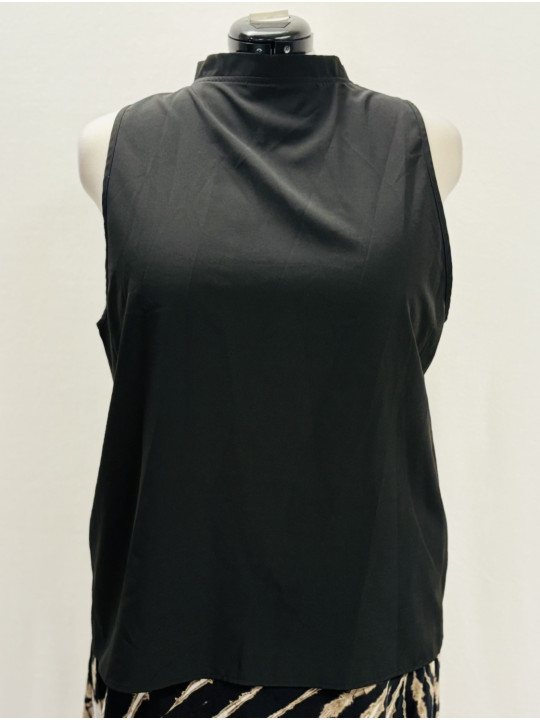 Black Funnel Neck Blouse Size XL