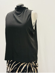 Black Funnel Neck Blouse Size XL