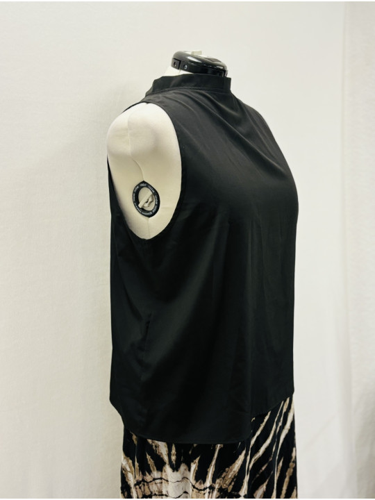 Black Funnel Neck Blouse Size XL