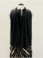 Black Funnel Neck Blouse Size XL