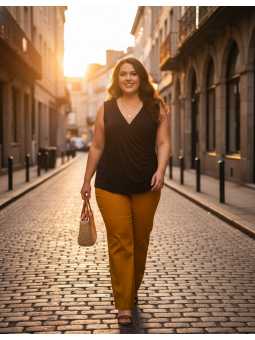 STUDIO M Black Faux Wrap Tank Size 3X