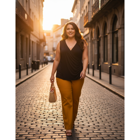 STUDIO M Black Faux Wrap Tank Size 3X