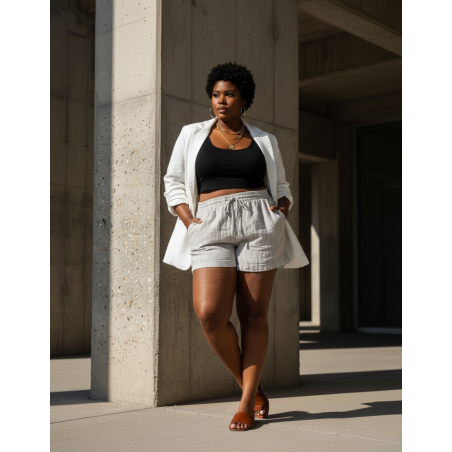 Old Navy Tan/Wht Linen Shorts Size XL