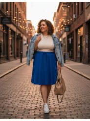 Old Navy Royal Blue Elastic Waist Soft Cotton Skirt Size XL