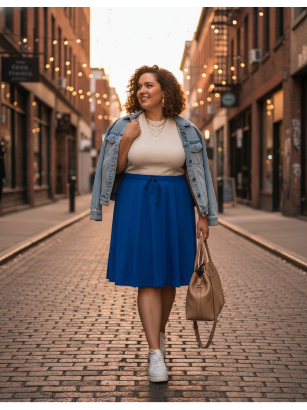 Old Navy Royal Blue Elastic Waist Soft Cotton Skirt Size XL