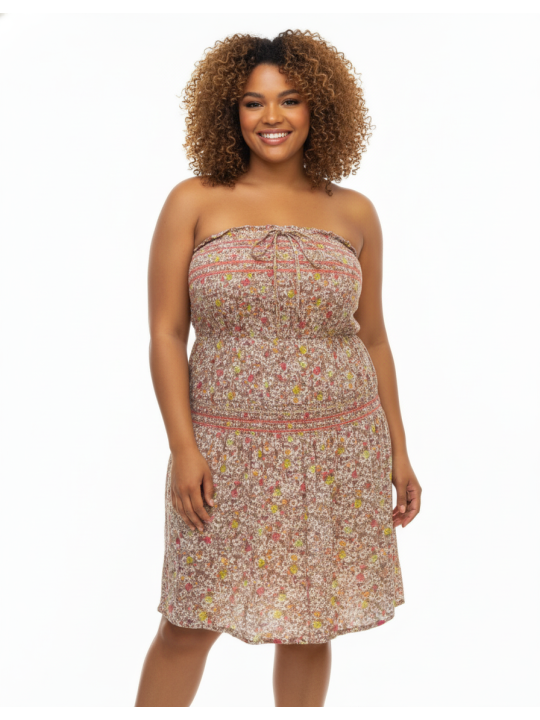 Old Navy Light Brown Floral Tube Top Dress Size XL