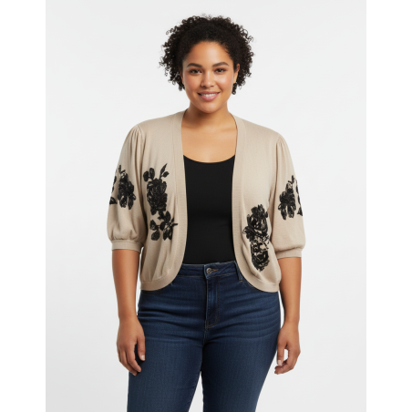 INC Beige 3/4 Sleeve Open-Front Cardigan Size 3X