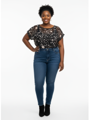 American Rag Black w/Stars Sheer Blouse Size 2X