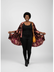 Lane Bryant Maroon & Floral Kimono ONE SIZE