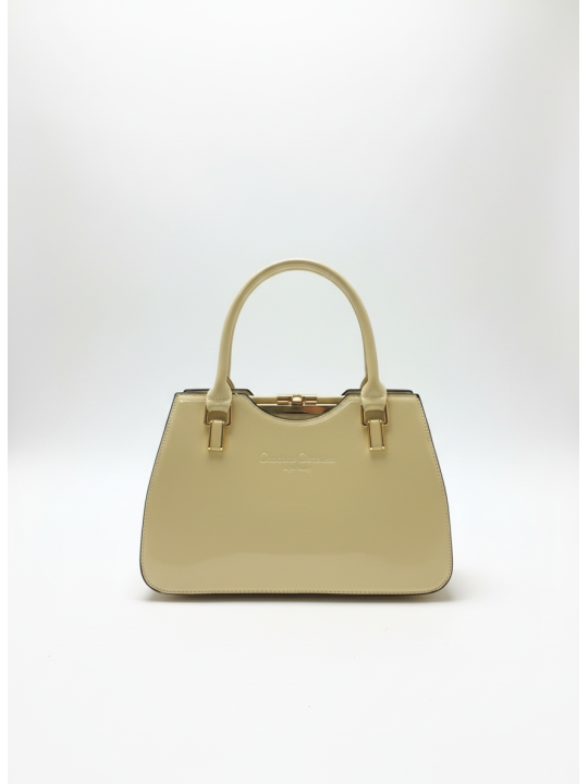 Candace Christian Patent Finish Beige Purse