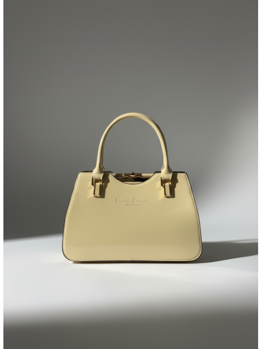 Candace Christian Patent Finish Beige Purse