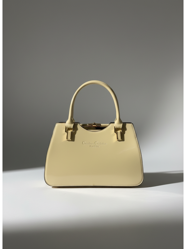 Candace Christian Patent Finish Beige Purse