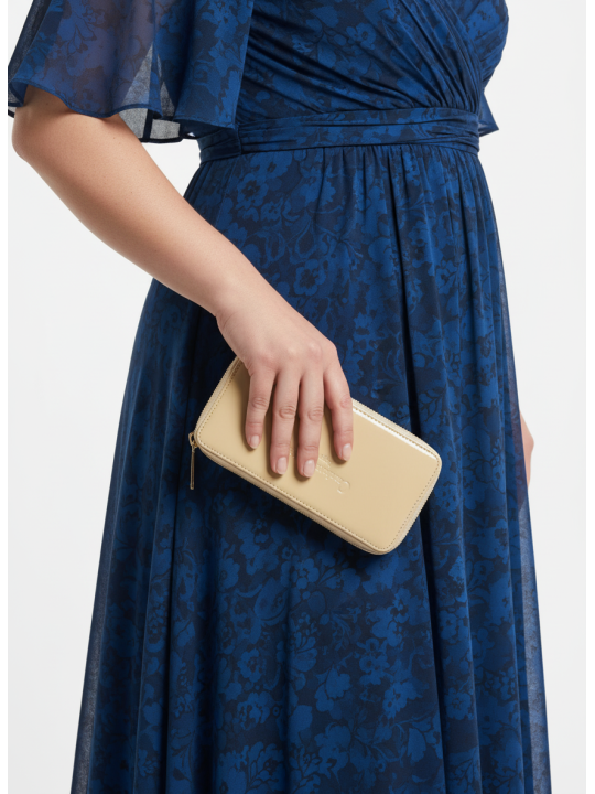 Candace Christian Patent Finish Beige Wallet