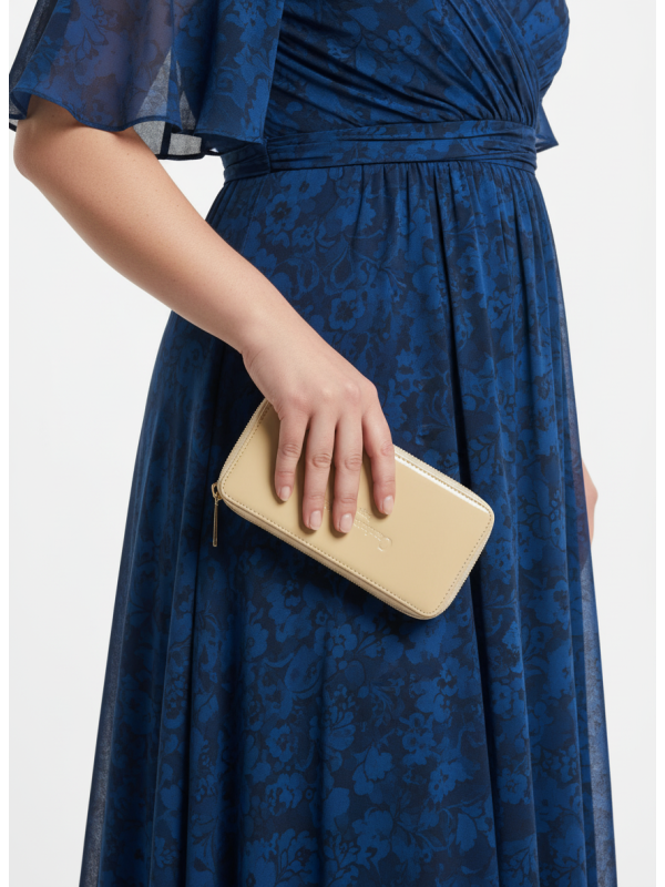 Candace Christian Patent Finish Beige Wallet