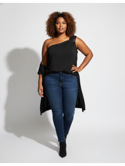 Lane Bryant Black Asymmetrical Beaded Shoulder Size 22/24