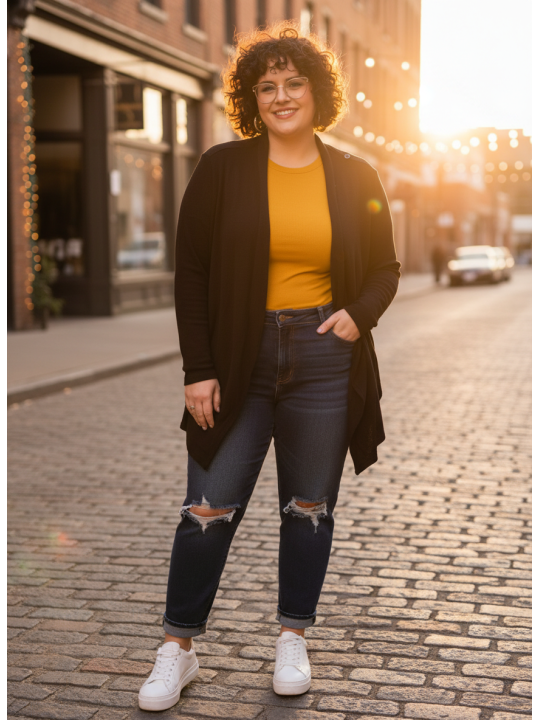 KORVE Black Drape Cardigan Size L