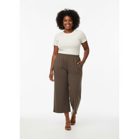 Brown Elastic Waist Pant Size L