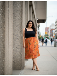 Venezia Orange Paisley Skirt Size 14/16