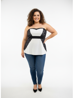 Torrid Wht/Blk Lace Tube Top Size 2 (18/20)