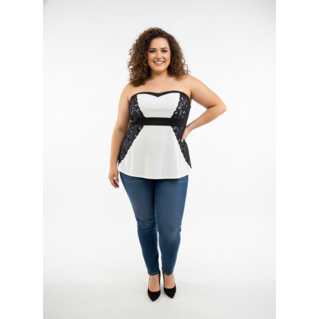 Torrid Wht/Blk Lace Tube Top Size 2 (18/20)