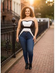 Torrid Wht/Blk Lace Tube Top Size 2 (18/20)