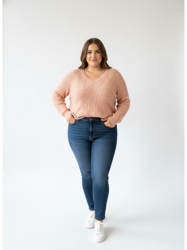 Dress Barn Pink Cable Knit Sweater Size 1X