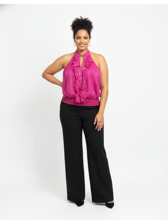 Torrid Bright Pink Halter Top w/Ruffles Size 0 (12)