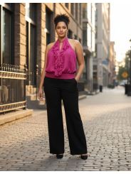 Torrid Bright Pink Halter Top w/Ruffles Size 0 (12)