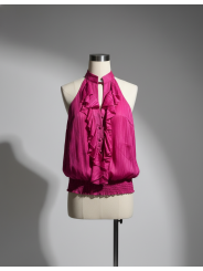 Torrid Bright Pink Halter Top w/Ruffles Size 0 (12)