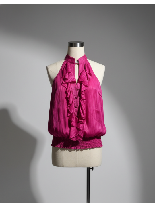 Torrid Bright Pink Halter Top w/Ruffles Size 0 (12)