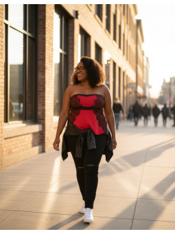 Torrid Red/Blk Lace Tube Top NWT Size 1 (14/16)