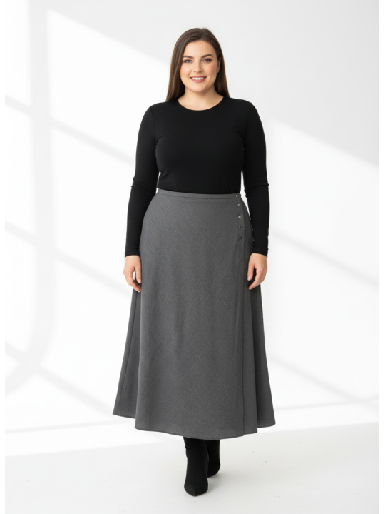 Banana Republic Gray Long Skirt w/ Left Hip Buttons Size 14
