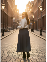 Banana Republic Gray Long Skirt w/ Left Hip Buttons Size 14