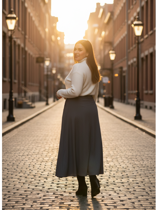 Banana Republic Gray Long Skirt w/ Left Hip Buttons Size 14