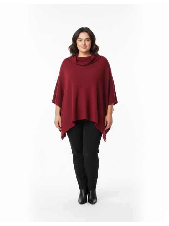 Deep Red Knit Poncho ONE SIZE