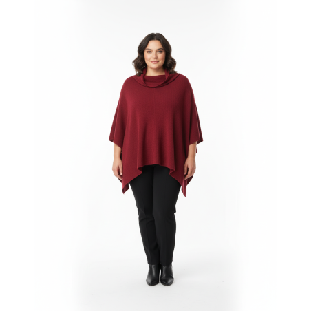 Deep Red Knit Poncho ONE SIZE
