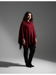 Deep Red Knit Poncho ONE SIZE