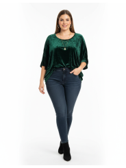Cut Loose Emerald Green Velvet Top Size 2X