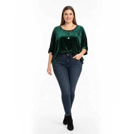 Cut Loose Emerald Green Velvet Top Size 2X