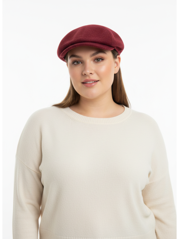 Kangol Maroon 100% Wool Newsboy Cap Size Medium