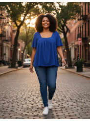 Bobeau Blue Blouse Size L