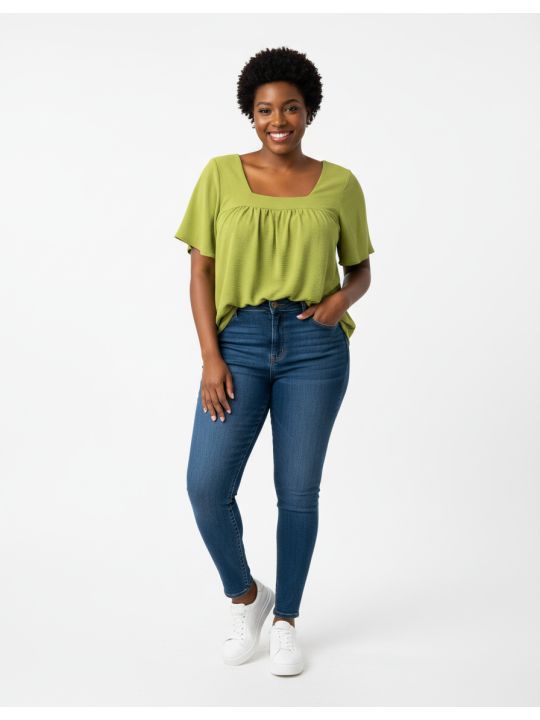 Bobeau Green Blouse Size L