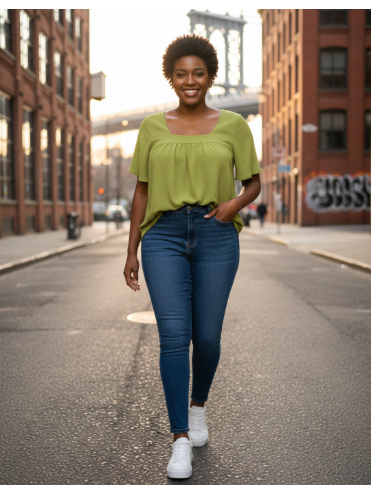 Bobeau Green Blouse Size L