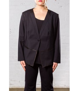 KENNETH COLE LEATHERETTE TRIM FITTED BLAZER SIZE 24