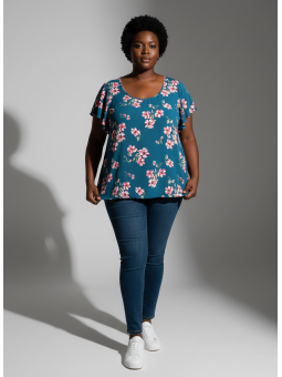 Torrid Teal Floral Blouse Size 3 (22/24)