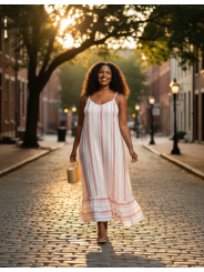 Torrid White/Pink Stripe Maxi Dress Size 3 (22/24)