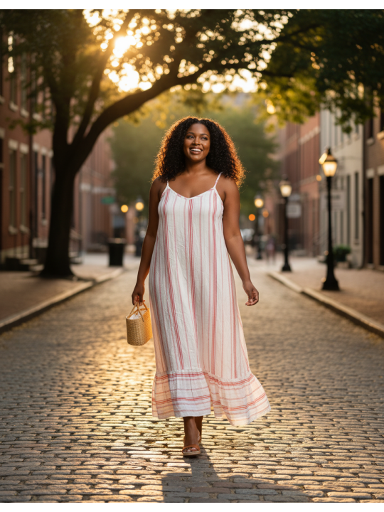 Torrid White/Pink Stripe Maxi Dress Size 3 (22/24)