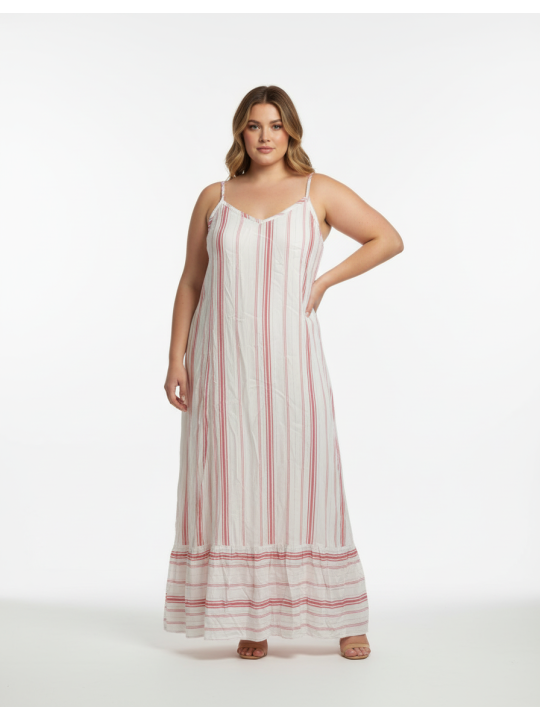 Torrid White/Pink Stripe Maxi Dress Size 3 (22/24)